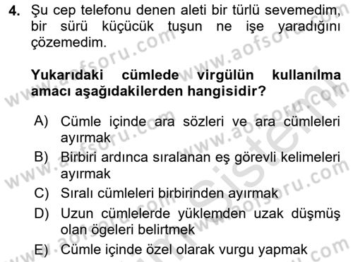 Türk Dili 2 Dersi 2025 - 2026 Yılı Yaz Okulu Sınav Soruları 4. Soru