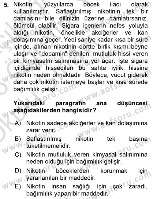 Türk Dili 2 Dersi 2025 - 2026 Yılı Yaz Okulu Sınav Soruları 5. Soru