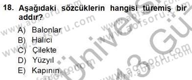 Türkçe Sözlü Anlatım Dersi 2012 - 2013 Yılı (Vize) Ara Sınavı 18. Soru