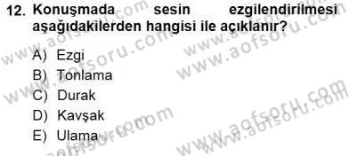Türkçe Sözlü Anlatım Dersi 2012 - 2013 Yılı (Final) Dönem Sonu Sınav Soruları 12. Soru