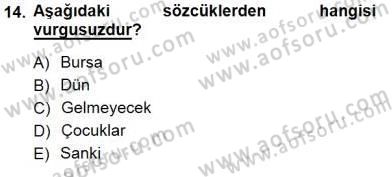 Türkçe Sözlü Anlatım Dersi 2012 - 2013 Yılı (Final) Dönem Sonu Sınav Soruları 14. Soru