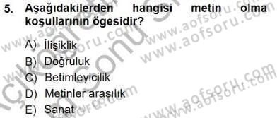 Türkçe Sözlü Anlatım Dersi 2012 - 2013 Yılı (Final) Dönem Sonu Sınav Soruları 5. Soru