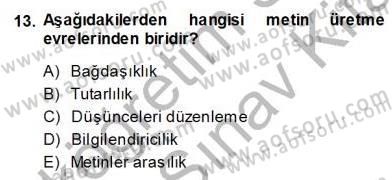 Türkçe Sözlü Anlatım Dersi Ara Sınavı Deneme Sınav Soruları 13. Soru