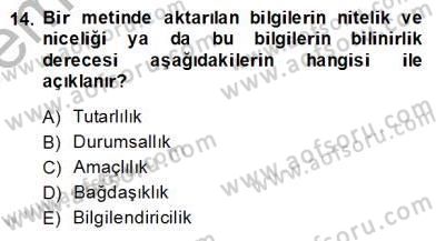 Türkçe Sözlü Anlatım Dersi Ara Sınavı Deneme Sınav Soruları 14. Soru