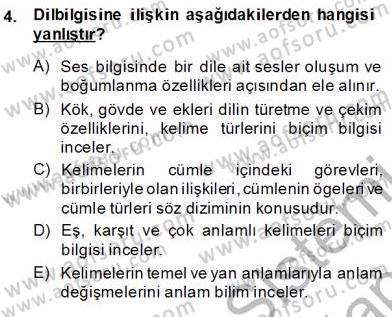 Türkçe Sözlü Anlatım Dersi Ara Sınavı Deneme Sınav Soruları 4. Soru