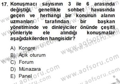 Türkçe Sözlü Anlatım Dersi 2013 - 2014 Yılı (Final) Dönem Sonu Sınav Soruları 17. Soru