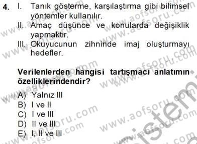 Türkçe Sözlü Anlatım Dersi 2013 - 2014 Yılı (Final) Dönem Sonu Sınav Soruları 4. Soru