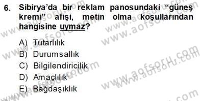 Türkçe Sözlü Anlatım Dersi 2013 - 2014 Yılı (Final) Dönem Sonu Sınav Soruları 6. Soru