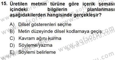 Türkçe Sözlü Anlatım Dersi Ara Sınavı Deneme Sınav Soruları 15. Soru