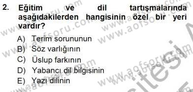 Türkçe Sözlü Anlatım Dersi Ara Sınavı Deneme Sınav Soruları 2. Soru