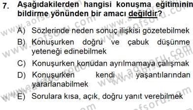 Türkçe Sözlü Anlatım Dersi Ara Sınavı Deneme Sınav Soruları 7. Soru