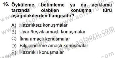 Türkçe Sözlü Anlatım Dersi 2014 - 2015 Yılı (Final) Dönem Sonu Sınav Soruları 16. Soru