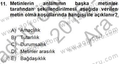 Türkçe Sözlü Anlatım Dersi Ara Sınavı Deneme Sınav Soruları 11. Soru