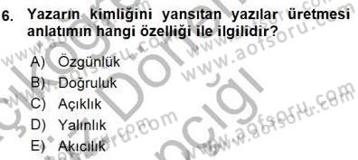 Türkçe Sözlü Anlatım Dersi Ara Sınavı Deneme Sınav Soruları 6. Soru