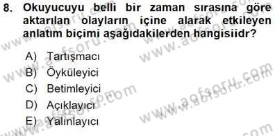 Türkçe Sözlü Anlatım Dersi Ara Sınavı Deneme Sınav Soruları 8. Soru