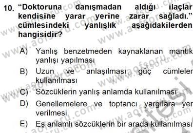 Türkçe Sözlü Anlatım Dersi 2015 - 2016 Yılı (Final) Dönem Sonu Sınav Soruları 10. Soru
