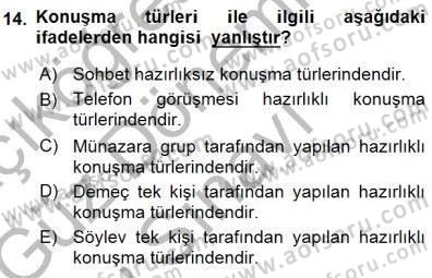 Türkçe Sözlü Anlatım Dersi 2015 - 2016 Yılı (Final) Dönem Sonu Sınav Soruları 14. Soru