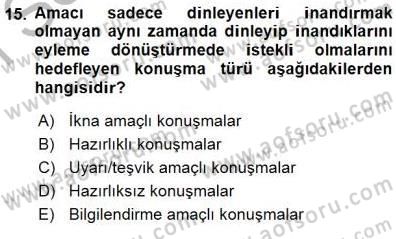 Türkçe Sözlü Anlatım Dersi 2015 - 2016 Yılı (Final) Dönem Sonu Sınav Soruları 15. Soru