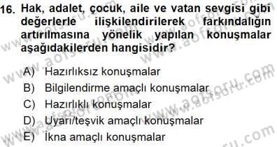 Türkçe Sözlü Anlatım Dersi 2015 - 2016 Yılı (Final) Dönem Sonu Sınav Soruları 16. Soru