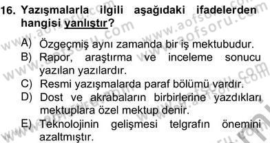 Türkçe Yazılı Anlatım Dersi 2012 - 2013 Yılı (Vize) Ara Sınav Soruları 16. Soru
