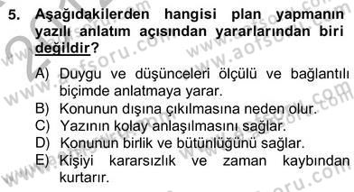Türkçe Yazılı Anlatım Dersi 2012 - 2013 Yılı (Vize) Ara Sınav Soruları 5. Soru