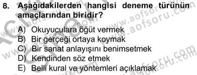 Türkçe Yazılı Anlatım Dersi 2012 - 2013 Yılı (Vize) Ara Sınav Soruları 8. Soru