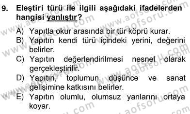 Türkçe Yazılı Anlatım Dersi 2012 - 2013 Yılı (Vize) Ara Sınav Soruları 9. Soru