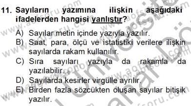 Türkçe Yazılı Anlatım Dersi 2012 - 2013 Yılı (Final) Dönem Sonu Sınav Soruları 11. Soru