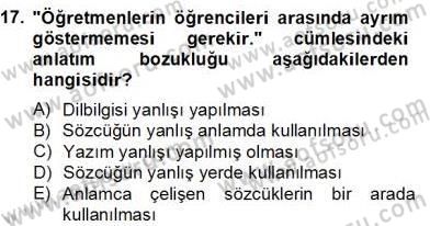 Türkçe Yazılı Anlatım Dersi 2012 - 2013 Yılı (Final) Dönem Sonu Sınav Soruları 17. Soru
