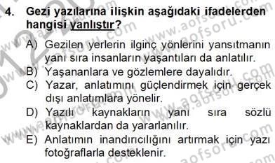 Türkçe Yazılı Anlatım Dersi 2012 - 2013 Yılı (Final) Dönem Sonu Sınav Soruları 4. Soru