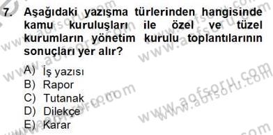 Türkçe Yazılı Anlatım Dersi 2012 - 2013 Yılı (Final) Dönem Sonu Sınav Soruları 7. Soru