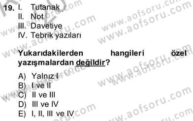 Türkçe Yazılı Anlatım Dersi 2013 - 2014 Yılı (Vize) Ara Sınav Soruları 19. Soru