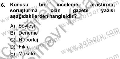 Türkçe Yazılı Anlatım Dersi 2013 - 2014 Yılı (Vize) Ara Sınav Soruları 6. Soru