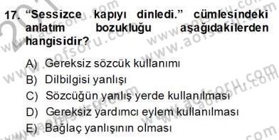 Türkçe Yazılı Anlatım Dersi 2013 - 2014 Yılı (Final) Dönem Sonu Sınav Soruları 17. Soru