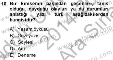 Türkçe Yazılı Anlatım Dersi 2014 - 2015 Yılı (Vize) Ara Sınav Soruları 10. Soru