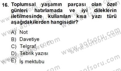 Türkçe Yazılı Anlatım Dersi 2014 - 2015 Yılı (Vize) Ara Sınav Soruları 16. Soru