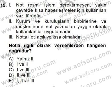 Türkçe Yazılı Anlatım Dersi 2014 - 2015 Yılı (Vize) Ara Sınav Soruları 19. Soru