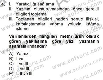 Türkçe Yazılı Anlatım Dersi 2014 - 2015 Yılı (Vize) Ara Sınav Soruları 4. Soru