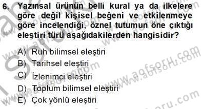 Türkçe Yazılı Anlatım Dersi 2014 - 2015 Yılı (Vize) Ara Sınav Soruları 6. Soru