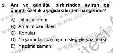 Türkçe Yazılı Anlatım Dersi 2014 - 2015 Yılı (Vize) Ara Sınav Soruları 9. Soru