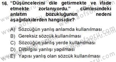 Türkçe Yazılı Anlatım Dersi 2014 - 2015 Yılı (Final) Dönem Sonu Sınav Soruları 16. Soru