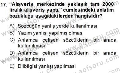 Türkçe Yazılı Anlatım Dersi 2014 - 2015 Yılı (Final) Dönem Sonu Sınav Soruları 17. Soru