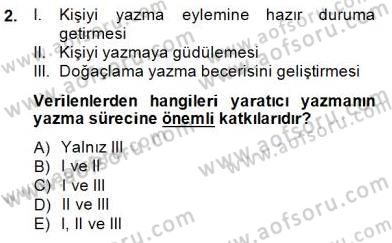 Türkçe Yazılı Anlatım Dersi 2014 - 2015 Yılı (Final) Dönem Sonu Sınav Soruları 2. Soru