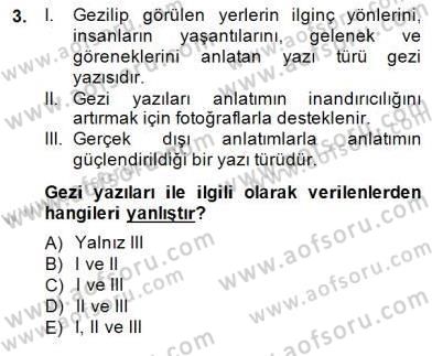 Türkçe Yazılı Anlatım Dersi 2014 - 2015 Yılı (Final) Dönem Sonu Sınav Soruları 3. Soru