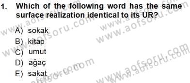 Türkçe Ses Ve Biçim Bilgisi Dersi Ara Sınavı Deneme Sınav Soruları 1. Soru