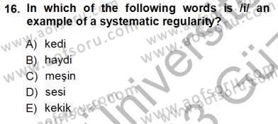Türkçe Ses Ve Biçim Bilgisi Dersi Ara Sınavı Deneme Sınav Soruları 16. Soru