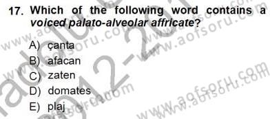 Türkçe Ses Ve Biçim Bilgisi Dersi Ara Sınavı Deneme Sınav Soruları 17. Soru