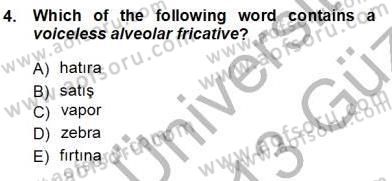 Türkçe Ses Ve Biçim Bilgisi Dersi Ara Sınavı Deneme Sınav Soruları 4. Soru