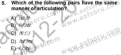 Türkçe Ses Ve Biçim Bilgisi Dersi Ara Sınavı Deneme Sınav Soruları 5. Soru