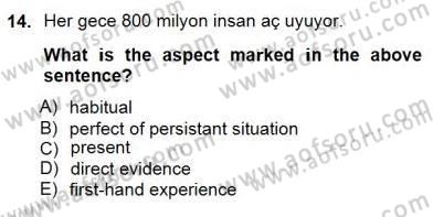 Türkçe Ses Ve Biçim Bilgisi Dersi 2012 - 2013 Yılı (Final) Dönem Sonu Sınav Soruları 14. Soru
